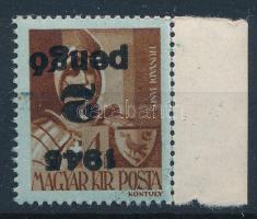 1945 Kisegítő 2P/4f ívszéli bélyeg fordított felülnyomással (25.000)