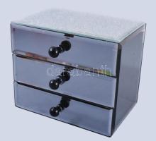 Tükörlap oldalakkal háromfiókos ékszeres doboz, 17x11x14 cm