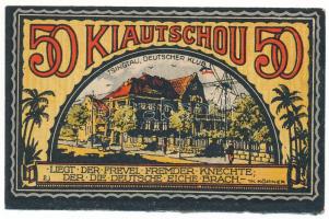 Német Birodalom/Kiautschou/Német Ázsiai Bank 1922. 50pf T:AU German Empire/Kiau Chau/German Asian Bank 1922. 50 Pfennig C:AU