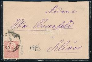 1871 Kőnyomat 5kr levél előlapon "PEST" - Szliács