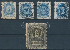 1873 Kőnyomat Távírda 5 db bélyeg vegyes minőségben / mixed quality (89.000)