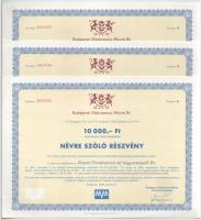 1996. Budapest "Budapesti Elektromos Művek Rt." 10.000Ft névértékű részvénye (8x), sorszám...