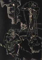 Dallos Hanna (1907-1944): "És bocsásd meg a mi vétkeinket", fametszet, papír, jelzett a metszeten, paszpartuban, 28,5x20,5 cm