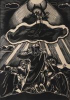 Dallos Hanna (1907-1944): "Miképpen mi is megbocsátunk...", fametszet, papír, jelzett a metszeten, paszpartuban, 28,5x20,5 cm