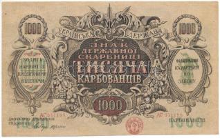 Ukrajna / Autonóm Köztársaság 1918. 1000K "341198" T:XF Ukraine / Autonomous Republic 1918. 1000 Karbovantsiv "341198" C:XF Krause 35.