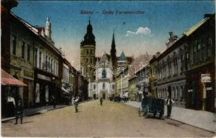 1918 Kassa, Kosice; Deák Ferenc utca, Brück Tóbiás üzlete, székesegyház / street view, shops, cathedral (EK)