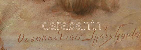 Ijjász Gyula (1874-1943): Első világháborús katonák Uzsoknál (Kárpátalja), 1915. keretben. Olaj, kar...