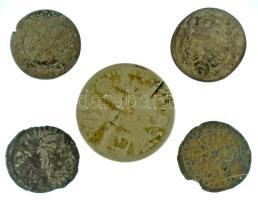 Vegyes, 5db-os külföldi Ag/billon érmetétel a 16-19. századból, gyenge állapotban T:F-G Mixed 5pcs foreign Ag/billon coin lot from the 16th-19th centuries, in poor condition C:F-G
