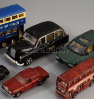 7 darab angol fém játékautó, h: 13 cm alatt