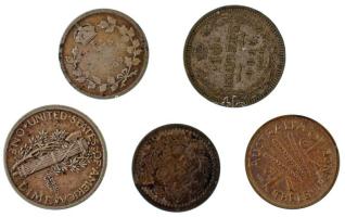 Vegyes, 6db-os külföldi Ag/billon érmetétel, benne Kanada, Orosz Birodalom, Hollandia, Új-Zéland, USA T:XF-F Mixed 6pcs foreign Ag/billon coin lot, including Canada, Russian Empire, Netherlands, New Zealand, USA C:XF-F