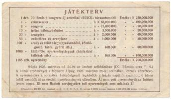 1926. Budapest "Fehér Kereszt sorsjegy" 5000K értékben, a Fehér Kereszt Országos Lelencház...
