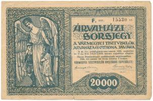 1926. Budapest "Árvaházi Sorsjegy a Vármegyei Tisztviselők Árvaháza és Otthona Javára" sorsjegy, "F 15530", 20.000K értékben T:F,VG