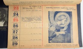 1930 Gróf Apponyi Albert Poliklinika naptára, viseltes állapotban, kinyitva: 22x15,5 cm + 1947 Kasza...