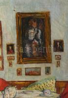 Jelzés nélkül, XX. sz. eleje: Enteriőr festményekkel. Olaj, vászon. Proveniencia: Saphier-gyűjtemény...