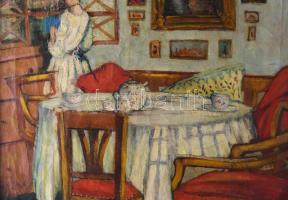 Jelzés nélkül, XX. sz. eleje: Enteriőr festményekkel. Olaj, vászon. Proveniencia: Saphier-gyűjtemény...