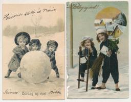 9 db RÉGI motívum képeslap vegyes minőségben: karácsonyi és újévi üdvözlőlapok / 9 pre-1945 motive postcards in mixed quality: Christmas and New Year greeting cards