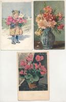 10 db RÉGI motívum képeslap vegyes minőségben: üdvözlőlapok / 10 pre-1945 motive postcards in mixed quality: greeting cards