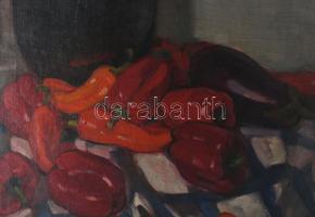 Olvashatatlan (Ivanovics M?) jelzéssel: Paprikás csendélet, 1936. Olaj, vászon. Proveniencia: Saphie...