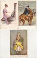 15 db RÉGI motívum képeslap: hölgyek művészlapok / 15 pre-1945 motive postcards: lady art postcards