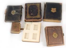 6 darab antik fotóalbum, vegyes állapotban