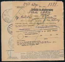 1943 Csomagszállító "Elköltözött" címkével visszaküldve