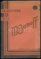 1935 Nikola Boneff bolgár cári udvari szállító, magtermelés, magvak, méhészeti, szőlőgazdasági és kertészeti szerszámkülönlegességek nagykereskedése képes árjegyzék, tűzött papírkötés, kisebb sérülésekkel, 64 p.