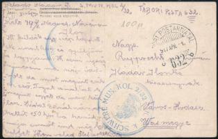 1917 Tábori posta képeslap "K.u.k. SCHWERE MUN. KOL. 2/32" + "TP 632 b"