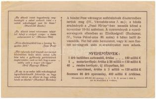 1925. Budapest "Állatvédők Világszövetségének magyarországi osztálya - Állatvédősorsjegy" ...