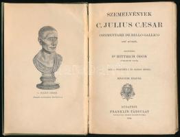 [Caesar, Caius Iulius]: Szemelvények C. Julius Caesar Commentarii de bello gallico című művéből. Magyarázta: Hittrich Ödön. Bp., 1904, Franklin-Társulat, 162+[2] p., 71+[1] p.+ 1 (kihajtható térkép) t. Második kiadás. Egészvászon-kötésben, kissé viseltes, ázott borítóval.