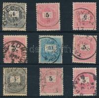 9 db Krajcáros bélyeg szép / olvasható bélyegzésekkel (Gudlin 445 pont)