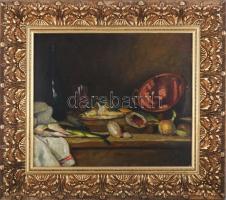 Zana S jelzéssel: Csendélet halakkal, 1937. Olaj, karton, faroston. Dekoratív, sarkaiban kissé sérül...