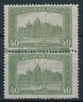 1921 Parlament 40K pár, középen a bélyegképpel megegyező színes festékcsík