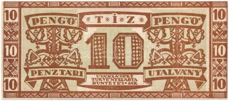 1945. Mohács 10P "Mohács Megyei Város pénztári elismervény" "D" sorozat "32...