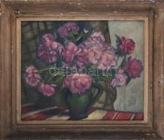 Váli (Weiss) Zoltán (1910-1994): Pünkösdirózsák. Olaj, vászon. Jelzett. Proveniencia: Saphier-gyűjte...