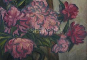 Váli (Weiss) Zoltán (1910-1994): Pünkösdirózsák. Olaj, vászon. Jelzett. Proveniencia: Saphier-gyűjte...