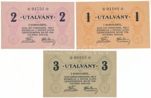 1920 k. Budapest 1K + 2K + 3K "Pester Lloyd" utalvány T:UNC-AU Adamo BUC-212.1, 212.2, 212.3