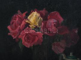 Edvi Illés Aladárné, Karády Etel (1877-1963): Asztali csendélet. Olaj, vászon, kartonra ragasztva. J...