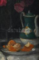 Edvi Illés Aladárné, Karády Etel (1877-1963): Asztali csendélet. Olaj, vászon, kartonra ragasztva. J...
