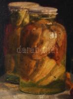 Artner M. jelzéssel: Befőttes csendélet, 1918. Olaj, vászon, farostra ragasztva. Proveniencia: Saphi...