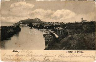 1904 Dévény, Theben a. d. Donau, Devín (Pozsony, Bratislava); látkép, vár. Verlag "Bediene dich allein" / general view with castle ruins (fa)