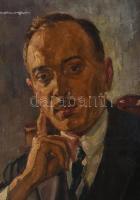 Jelzés nélkül, XX. sz. eleje: Portré. Olaj, vászon. Proveniencia: Saphier-gyűjtemény. Javított. Kiss...