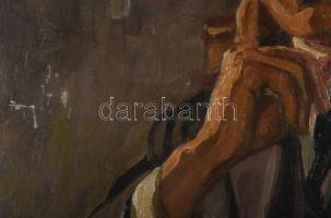 Jelzés nélkül, XX. sz. eleje: Portré. Olaj, vászon. Proveniencia: Saphier-gyűjtemény. Javított. Kiss...