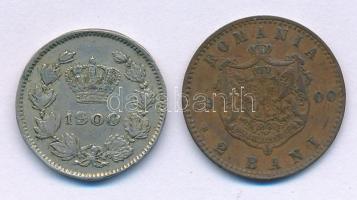 Románia 1900. 2b bronz "I. Károly" + 5b Cu-Ni "I. Károly" T:VF patina, ph. Romania 1900. 2 Bani bronze "Carl I" + 5 Bani Cu-Ni "Carl I" C:VF patina, edge error Krause KM#27, KM#28