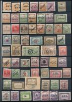 1918-1921 Megszállási és helyi kiadások 79 db bélyeg, közte eltolódott felülnyomások, lemezhibák, gépszínátnyomatok, képbe fogazások, Bodor vizsgálójellel (60.950)