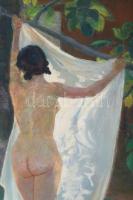 Baróthi Károly (1895-?): Női akt drapériával, 1909. Olaj, vászon. Jelezve jobbra lent. Proveniencia:...