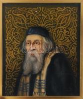 Hajgató Ferenc, Boldogfai (1900 körül-?): Rabbi portréja. Olaj, vászon. Jelzett. Proveniencia: Saphier-gyűjtemény. Apró sérülésekkel. Dekoratív fakeretben. 60x50 cm.