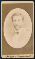 cca 1870 Bágya Zsigmond (1832-1926) főszolgabíró portréja. Keményhátú fotó J. Springer freiwaldaui műterméből, 10,5x6 cm