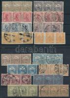 1913 Turul sor hármascsíkokban, a 25f, 1K kétszer + 2 db Hírlapbélyeg hármascsík