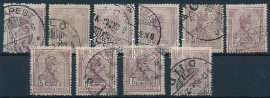 1913 10 db Turul 5K bélyeg álló vízjellel (14.000)