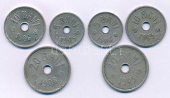 Románia 1905-1906. 5b Cu-Ni (2xklf) + 10b Cu-Ni (2xklf) + 20b Cu-Ni (2xklf) T:XF-F Románia 1905-1906. 5 Bani Cu-Ni (2xdiff) + 10 Bani Cu-Ni (2xdiff) + 20 Bani Cu-Ni (2xdiff) C:XF-F